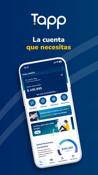 Tapp de Caja Los Andes — captura